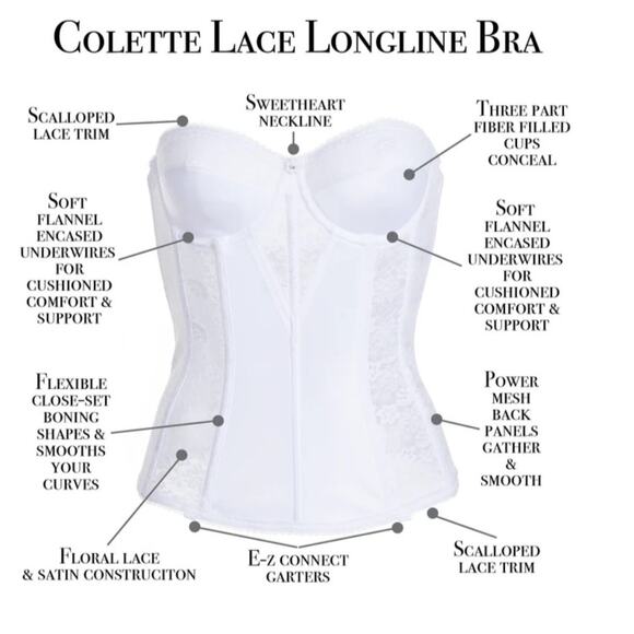 Dominique Colette Lace Corset Bridal Longline Bra Style 8949 Ivory Size 40DD/E - Picture 8 of 8